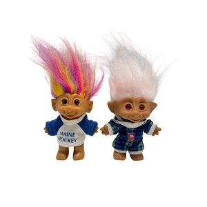 Vintage Trolls 1 Ace Novelty & 1 Bright of America Pink and Rainbow Diamonds